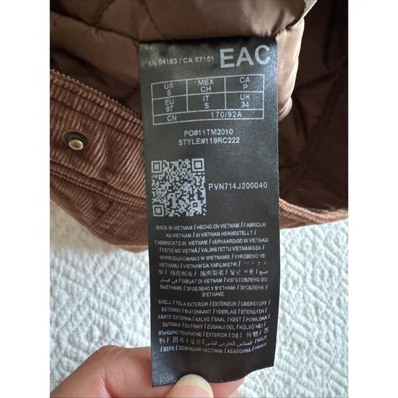 Men’s GUESS Brown Faux Fur Corduroy Snap-Button Bomber Jacket Size S - Picture 7 of 9